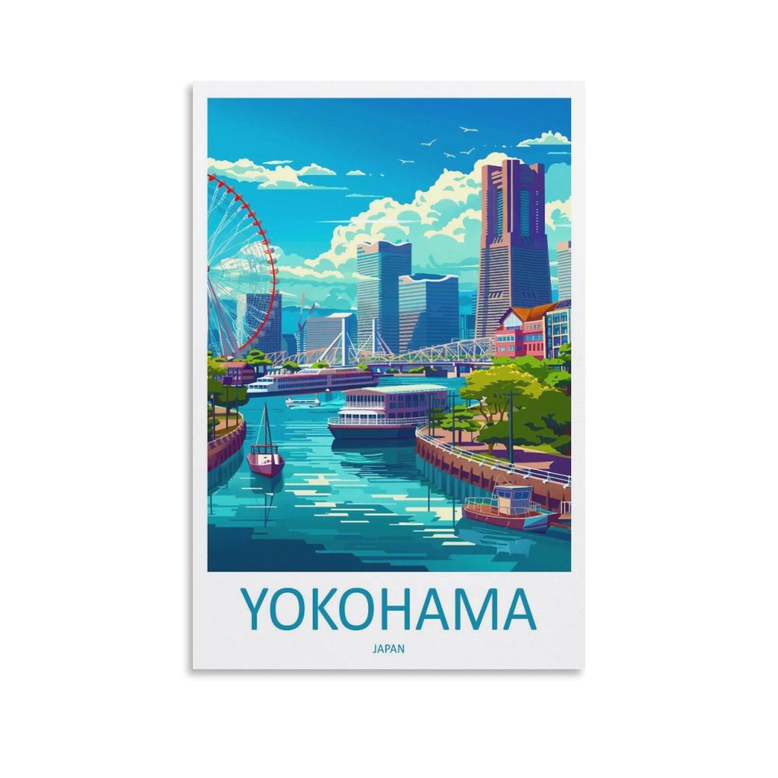 Amazon.com: ZJLAMZ Yokohama Travel Print Yokohama Décor Japan